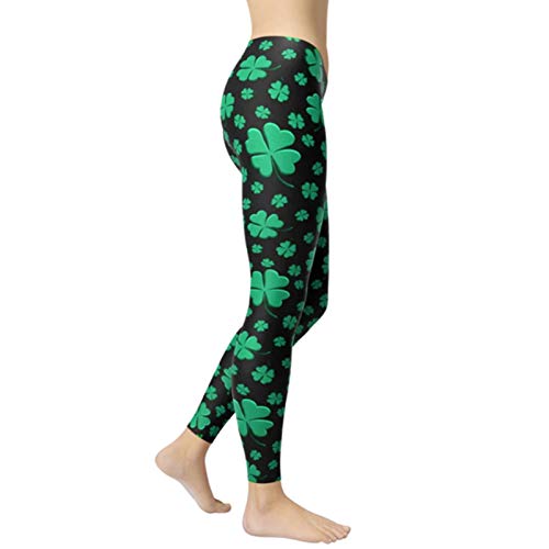 ABOOFAN 1 par Trevo Print St. Patricks Day Leggings Mulheres Moletom Calças de Ioga