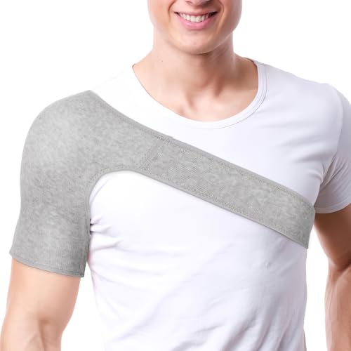 Ciieeo Vendaje de estabilidad de hombro ajustable de compresión, vendaje de hombro derecho izquierdo, soporte para el hombro, vendaje para aliviar el estrés, manguito rotador M