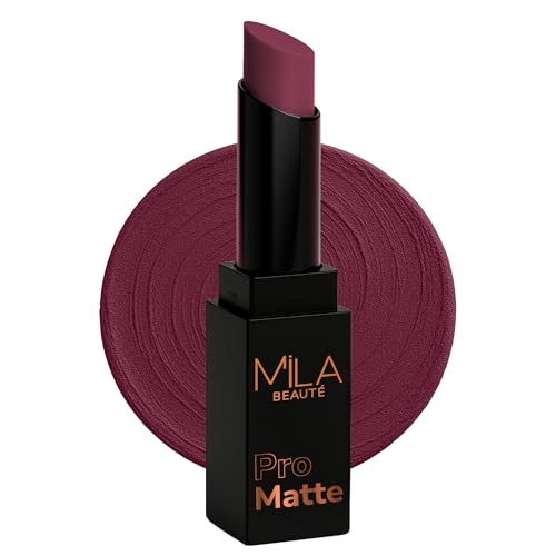 Image of Mila Beaute Pro Matte Lipstick | Highly Pigmented & Long lasting | Semi Matte Finish | Light Weight Lipstick | Single Swipe Application | Luxurious Lip Color | Shade - (Queen, 4.2g)