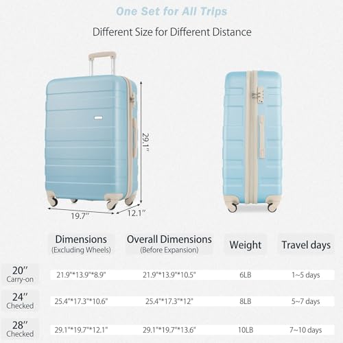 Luggage Sets, Suitcase Hardshell Lightweight TSA Lock, Model Expandable ABS Hardshell 3pcs, Hard Shell Luggage Set, Hardside Lightweight Durable Suitcase sets2