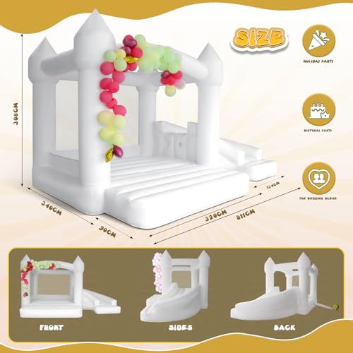 AKSPORT White Bounce House Inflatable Jumping Castle with Slide & Air Blower for Kids, Wedding & Birthday Parties, 17 * 11 * 10FT - Image 3