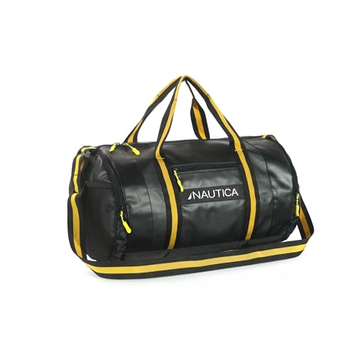 Image of Nautica Duffle Bag for Travel | Stylish Leatherette Luggage | Compact and Comfortable for Travelling |Hand Duffel Bag |Suitable for Men and Women, Yellow