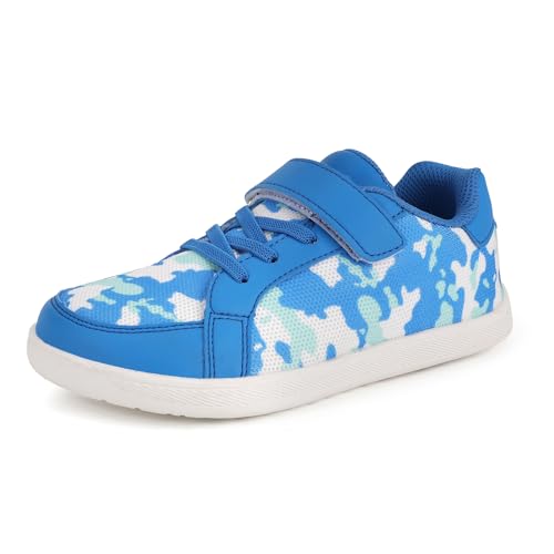 Chaussures pieds nus larges pour enfants garçons filles baskets minimalistes chaussures de marche légères et respirantes Baskets d'extérieur, bleu, 30 EU