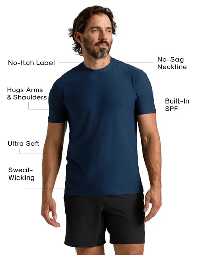 True Classic Mens Workout Shirts, Short Sleeve, Navy, M - image 2