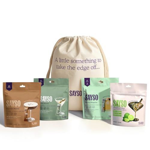 Image of SAYSO Perfect Hostess Kit | Includes Dirty Martini, Espresso Martini, and Skinny Margarita Cocktail Sticks, Lime Slices for Garnish, and a Limited Edition SAYSO Gift Bag | Craft Cocktail or Mocktail in 1 Min