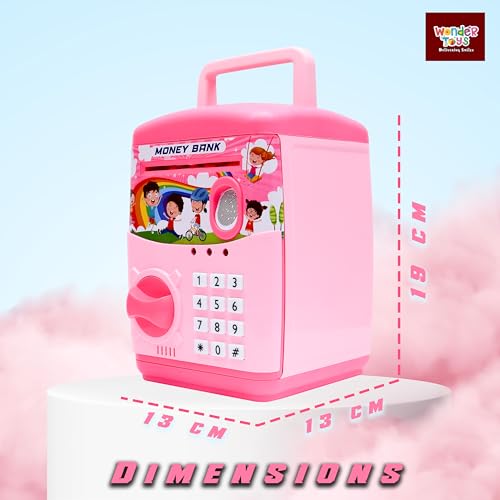 Image of Wonder Money Bank ATM for Kids & Adults | Fingerprint Sensor Electronic Lock & Unlock | Piggy Bank with Sound & Music | Great Gift for Kids (Pink)