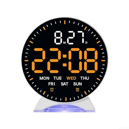Reloj despertador electrónico LED con segunda mano dinámica, iluminación ambiental, ajustes de alarma dual y pantalla de brillo ajustable para el hogar u oficina (D)