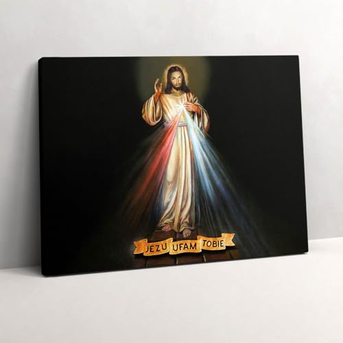 Art mural de prestige : toile peinte Jésus je te fais confiance 80x60cm
