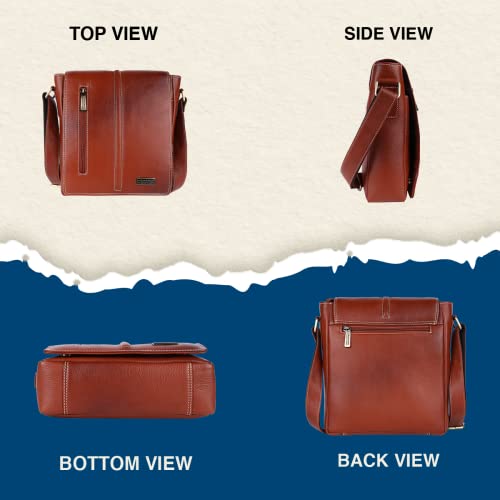 Image of HAMMONDS FLYCATCHER Unisex Genuine Leather Tan Sling Messenger Bag(SB1161TN)