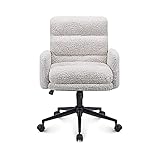 Youhauchair Schreibtischstuhl, Schminktisch Stuhl aus Kunstpelz, Bequemer Drehstuhl Schreibtisch Stuhl, Bürostuhl Ergonomisch mit Verstellbarer Höhe, Creme