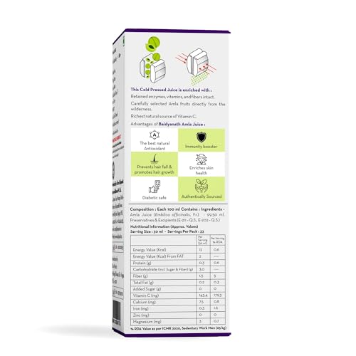 Baidyanath Amla Juice - Natural Immunity Booster enriched with Vitamin C | No added Sugar-1L (Pack of 2) - Image 6