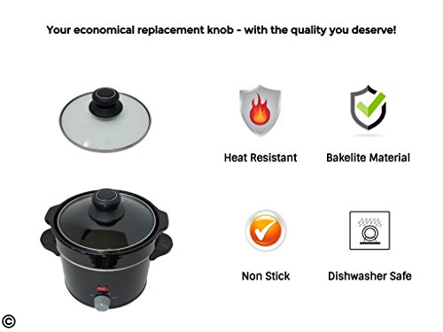 Melzon Cookware Universal Replacement Lid Knob – Heat Resistant, Bakelite Kitchen Pot Lid Handle, Black w/Silver Lining 3 Gallery Image