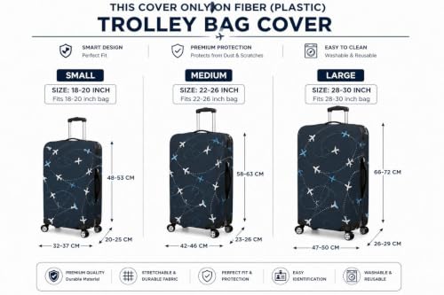 Image of Premium Printed Polyester Luggage Cover for Trolley Bags Stretchable Suitcase Protector for Travel and Dust Protection