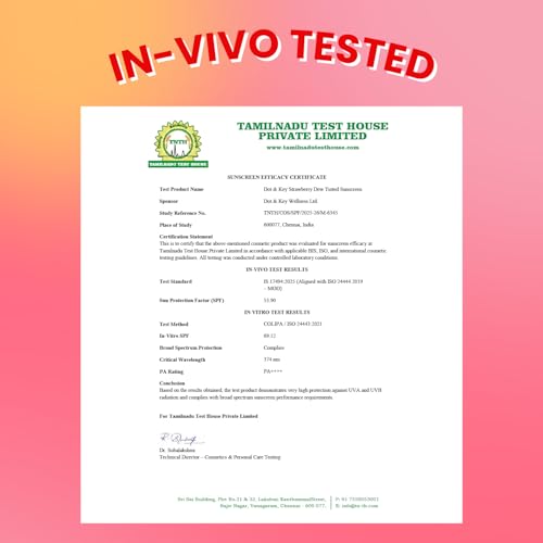 Image of Dot & Key Strawberry Dew Tinted Sunscreen SPF 50+ Pa++++ - 01A Rose In-Vivo Tested | For Daily Wear, Brightens & Protects Skin, Ultra-light, Blends Easily, With Niacinamide, Natural Finish, Non-Greasy, Non-Sticky | 50ml