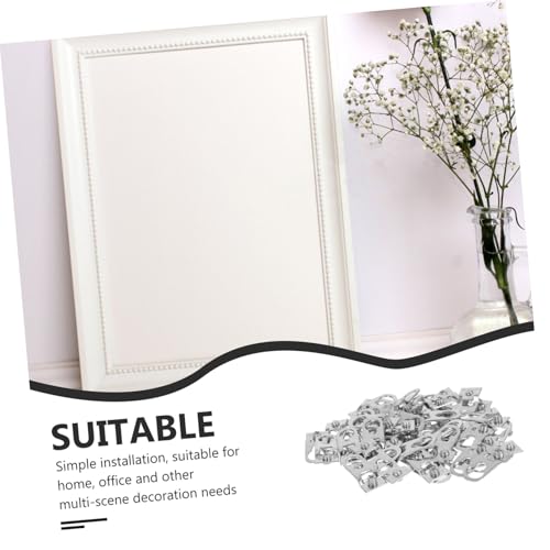 Image of Mikikit 50pcs Aluminum Alloy Picture Frame Hooks Durable Lightweight Easy to Install Hardware Accessories for Stable Hanging of Frames Posters and Mirrors