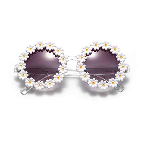 S-TROUBLE Lunettes de Soleil Rondes Classiques Marguerite Classy Femmes/Hommes Lunettes de Soleil Miroir UV400 Cover