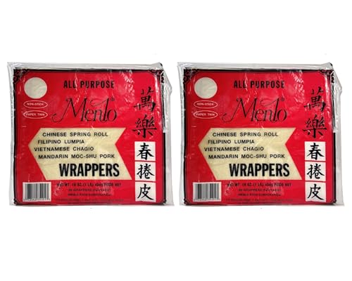 2 Packs Menlo Wrappers Lumpia Wrappers Spring Roll Wrappers (16 oz per pack) 60 Sheets | Filipino Lumpia Wrapper, Made in the USA - Chinese Wrappers