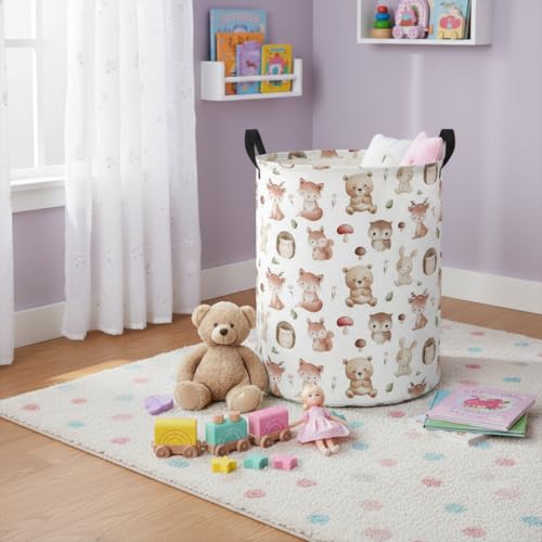 Image of Baby Laundry Hamper kids laundry Basket Waterproof Laundry Bag for Bedroom Clothes Organizer Room Decor(Mushroom Animal)