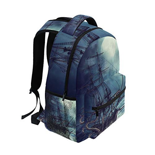 AUUXVA Kids Backpack School Shoulder Bag Large Waterproof Durable Bookbag Laptop Daypack for Students Teens Girls Boys Elementary (Pirate Ship)2