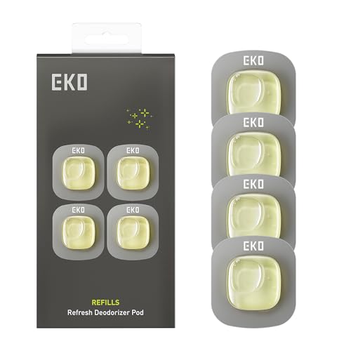EKO Refresh Deodorizer Pod Refills, 4-Pack, Plant-Based Trash Can Deodorizer & Garbage Odor Eliminator, Long-Lasting 45 Days Air Freshener Pods for Bathroom, Closet, Storage, Compost Trash Can