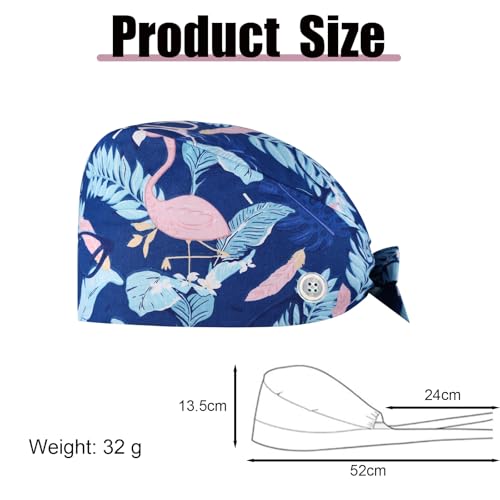 DHWEKU Op Haube damen Stoff Krankenschwester Haube Einstellbare Chirurgische Mütze Knöpfen Verstellbar Arbeitskappe Mit Schweißbandkapuzen Beutelkappen Baumwolle Staubkappe Bedruckte Turban Hut