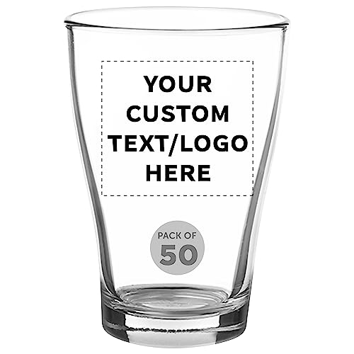 DISCOUNT PROMOS 12 oz. Custom Beer Glasses Set of 50