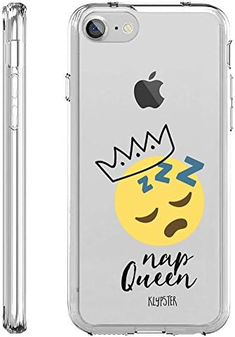iPhone 7 Case Funny Nap Queen Emoji Girly Meme Transparent TPU Plastic Designer Case Cover For Teens Girls Women. Fits iPhone 7 7S [ KlypsterLite ]