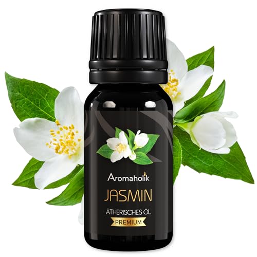 Aromaholik Jasminöl BIO 100% naturrein – Ätherische Öle für Diffuser & Aroma Diffuser – Zertifiziertes ätherisches Öl aus Indien – Jasmine Essential Oils 10ml für Sauna & Massage