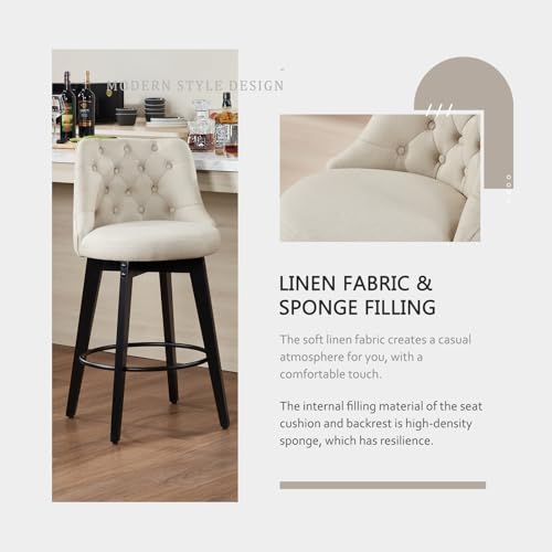 Swivelbarstoolssetof4counterheightbarstoolswithbuttonbackfarmhousebarstoolsforkitchenislandcafepubbarcounterbeige Urban Country Home Decor Swivel bar stools set of 4 counter height bar stools with button back farmhouse bar stools for kitchen island cafe pub bar counter beige urban country home decor
