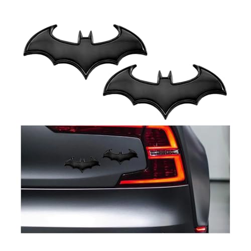 KHGUZ 2PCS Car Bat Emblem, Metal Vehicle Body Badge Emblem Decal, Anti-Scratch Automotive Exterior Bumper Sticker Decoration Accessories, Universal for SUV, Sedan, Truck (Black)