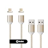 NetDot 2 Pack USB2.0 Fast Charging Magnetic Micro USB Cable With LED Display for Android (2 Gold)