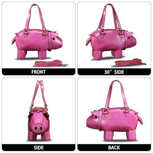 Genuine Leather Handbags for Women Cute Pig Shape Fashion Shoulder Bag Crossbody Bag Vintage Satchel Purses with Strap2
