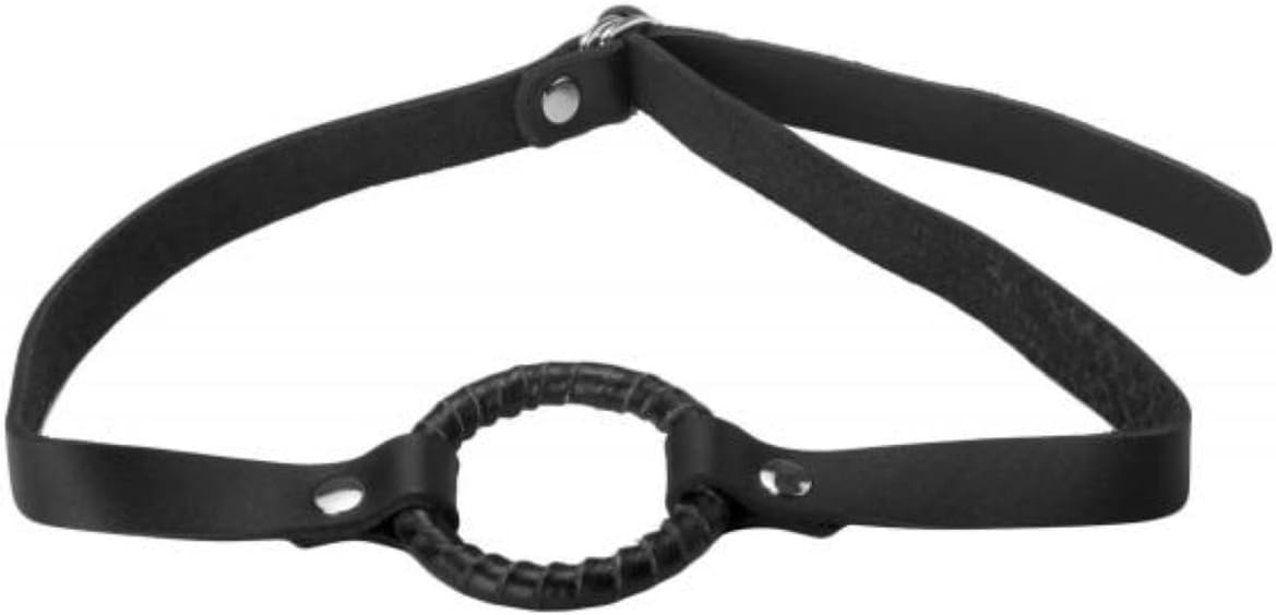 Leather BDSM Spreader Bar Kit with Ring Gag – Adjustable Restraints for Bondage Play by Master Series
