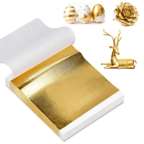 200 Hojas Pan de Oro, 8,5 x 8 cm Pan de Oro de Imitación para Artes