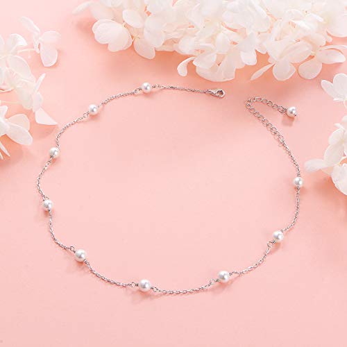 S925 Sterling Silver Choker Shell Pearl Beads Clavicle Short Pendant Necklace for Women Jewelry3