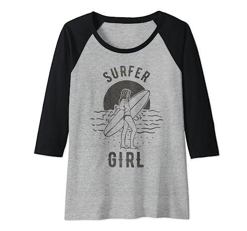Surf Outfit Mujer Surfing Graphic Surfer Girl Camiseta Manga Raglan