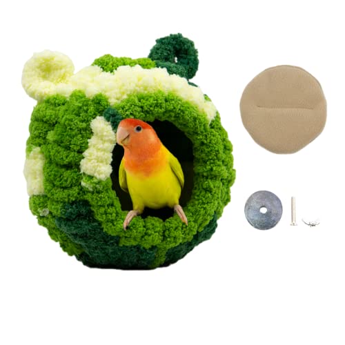 Winter Warm Bird Nest Bed Hanging Hammock Snuggle Hut Parrot House Tent Toy Colorful Bird Nest for Budgies Lovebird Finch Hamster Chinchilla Guinea Pig (Forest Green)