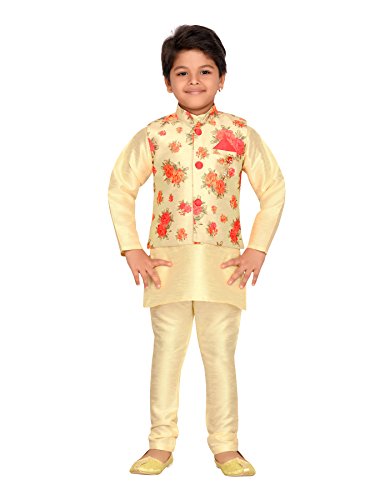 AJ DEZINES Bambini Indiani di Usura Bollywood Style Kurta Pajama Gilet i Ragazzi (623-CREMA-4)