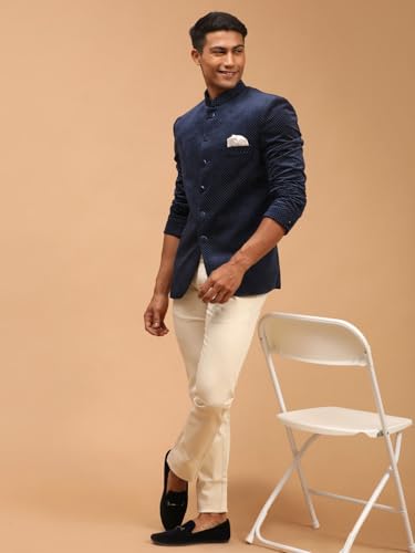 Image of VASTRAMAY Men's Velvet Jodhpuri | Velvet Polka Dot Jodhpuri Coat. The Threads of The Fabric Is Woven Tightly And Has A Long Lasting Sheen, This Jodhpuri Is Deservingly Called Prince Coat.