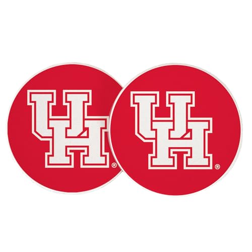 Desert Cactus University of Houston Car Accessories UH Cougars Absorbent Sandstone Cup Coasters Licensed Product Set of 2 (Design A)