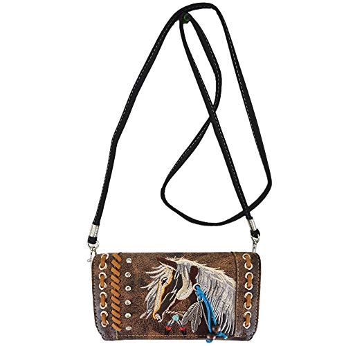 Image of Tooled Leather Laser Cut Western Style Horse Cowgirl Purse Country Totes Women Handbag Everyday Shoulder Bags Wallet Set