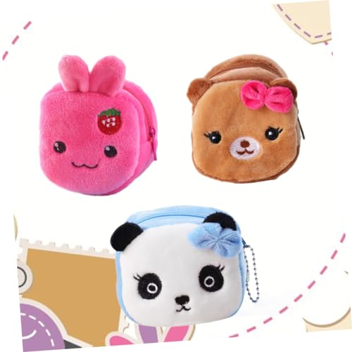 SAFIGLE 3pcs Plush Coin Bag for Kids Mini Pouch Bowknot Dog Pattern Reusable and Durable Change Purse for Girls4