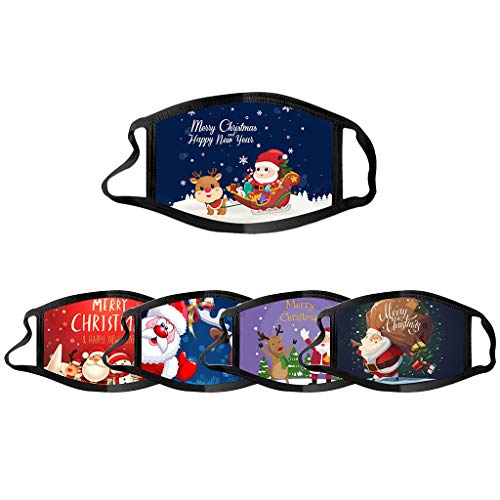 Preisvergleich Produktbild Unisex Wiederverwendbare Waschbare Mode Bequeme 5pcs Weihnachten Baumwolle Druck Atmungsaktive Baumwolle für Weihnachtsdekorationen (Weihnachtsmann und der Schatz)