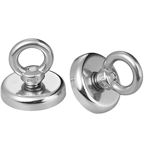 Wukong 1.26''D X 1.38''H Strong Permanent Rare Earth Magnets,65 LBS(30 KG) Pulling Forces Powerful Heavy Duty Neodymium Magnetic Hooks with Eyebolt for Multi-Use(2 Packs) Cover