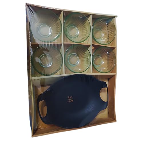 Image of Set of Black Kadai Paneer,6 Glass Bowl to Serve Paneer