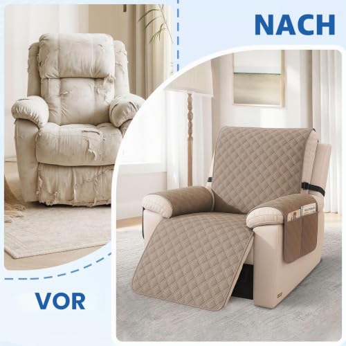 YSTELLAA Sesselschoner Für Relaxsessel Großer 1 Sitzer, Hellbraun – Ansicht 5
