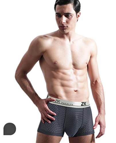 Zuku Life underwear Basic Shortboxer - Bóxer para hombre MESH Trunk (Gris XL)