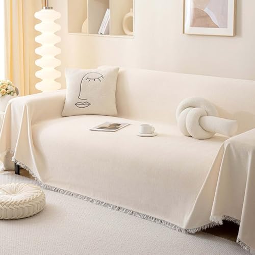 Schwarzer Sofabezug für große XXL-Eckcouch, waschbar, Überwurfdecke für 3-, 4-, 2-, 1-Sitzer-Sofa, weich und gemütlich, Couch-Überwurf