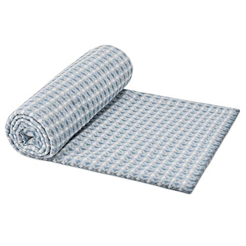 Thermal Waffle Weave Cotton Baby Blanket with Firm Rolled Edge, Breathable Small Receiving Swaddle Blanket for Crib, Toddler Bed, Nursery Bedding and Room Decoration - Blue 39x47 Inches