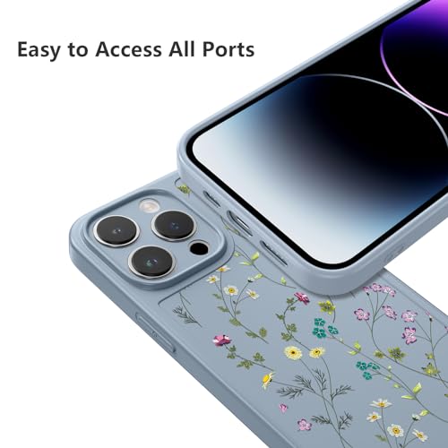 Image of RALEAVO Floral Case for iPhone 15 Pro Max,Cute Flowers Pattern Case,Gray | for iPhone 15 Pro Max Case with Cute Flower Branch Pattern Design,Pretty Case for Girls Women,Soft Silicone Shockproof Cover